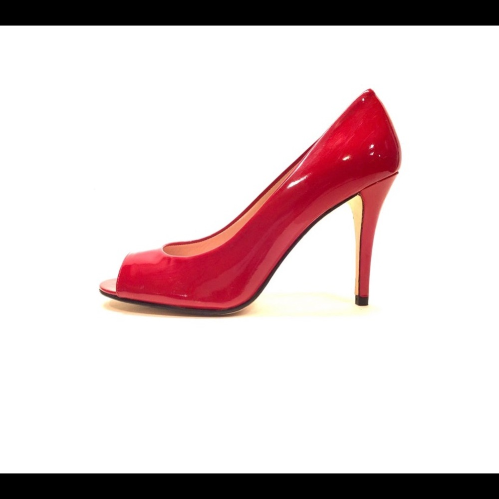 Flame Red Open Toe Pumps
